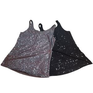 NY&C Sequin Tank Top Bundle – Black & Gray, Size S, Stretchy Glam